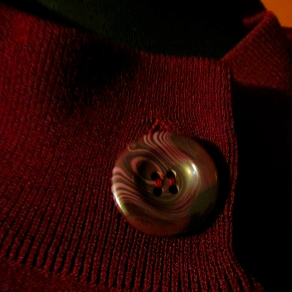 🌹 Lovely Deep Rich Bordeaux Burgundy Cropped One Button Cardigan - S - Picture 5 of 16